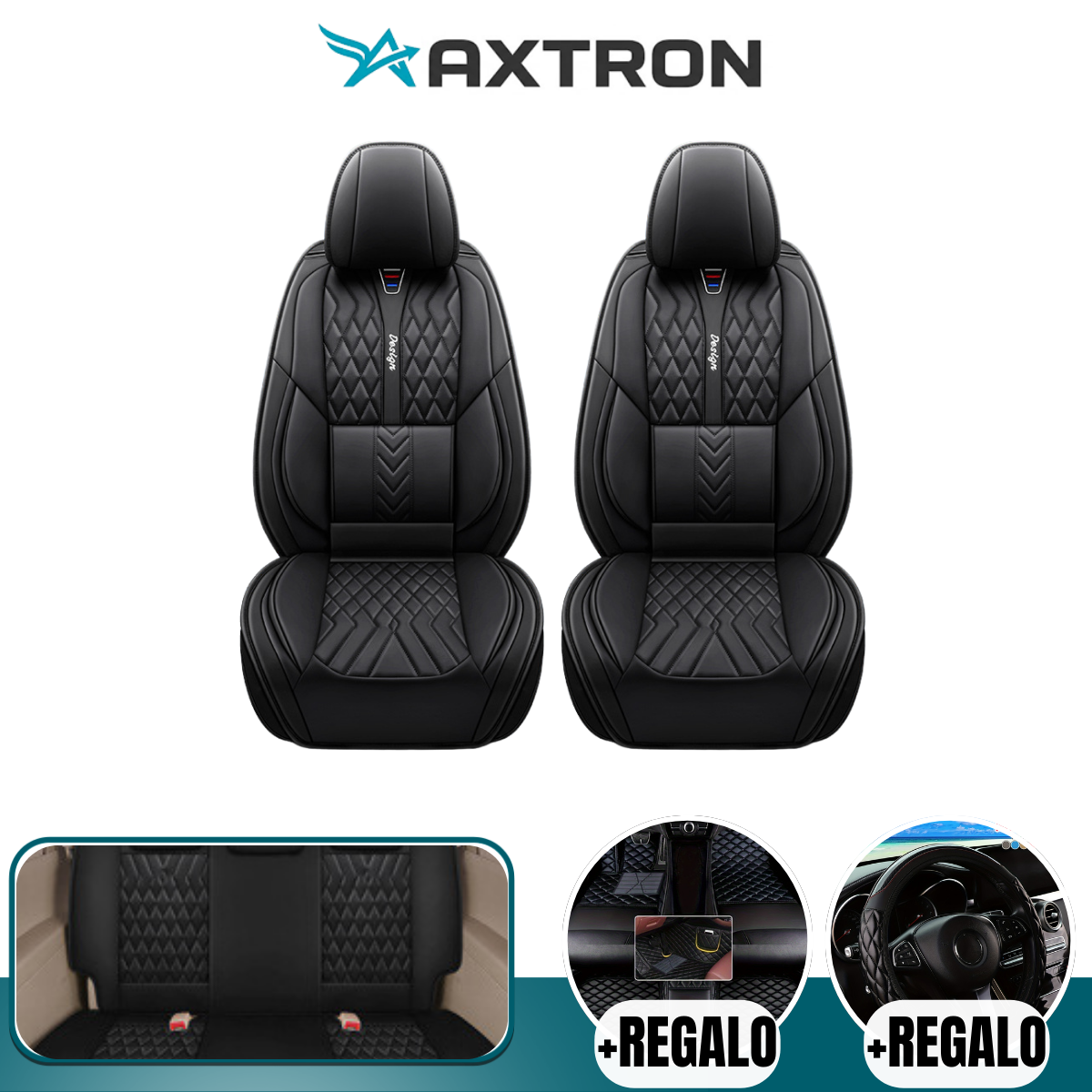 Funda para Auto Vex Universal en Cuero Legítimo con Airbag Incorporado + REGALO: Alfombra y Funda para Volante