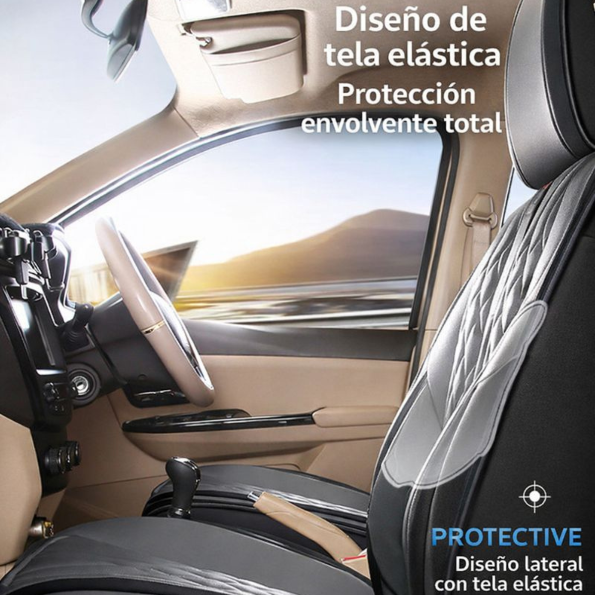 Funda para Auto Vex Universal en Cuero Legítimo con Airbag Incorporado + REGALO: Alfombra y Funda para Volante
